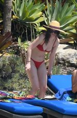 DAKOTA JOHNSON in Red Bikini at a Beach in Miami 03/31/2017
