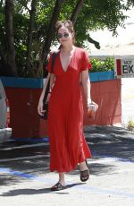 DAKOTA JOHNSON in Red Dress Out in Los Angeles 04/22/2017