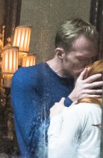 ELIZABETH OLSEN adn Paul Bettany on the Set of Avengers: Infinity War in Edinburgh 04/19/2017