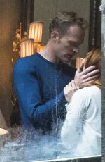 ELIZABETH OLSEN adn Paul Bettany on the Set of Avengers: Infinity War in Edinburgh 04/19/2017