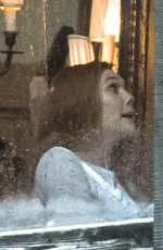 ELIZABETH OLSEN adn Paul Bettany on the Set of Avengers: Infinity War in Edinburgh 04/19/2017