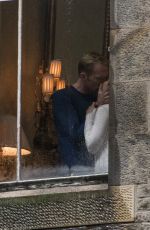 ELIZABETH OLSEN adn Paul Bettany on the Set of Avengers: Infinity War in Edinburgh 04/19/2017