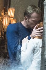 ELIZABETH OLSEN adn Paul Bettany on the Set of Avengers: Infinity War in Edinburgh 04/19/2017