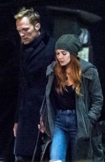 ELIZABETH OLSEN adn Paul Bettany on the Set of Avengers: Infinity War in Edinburgh 04/21/2017