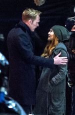 ELIZABETH OLSEN adn Paul Bettany on the Set of Avengers: Infinity War in Edinburgh 04/21/2017