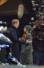 ELIZABETH OLSEN adn Paul Bettany on the Set of Avengers: Infinity War in Edinburgh 04/21/2017