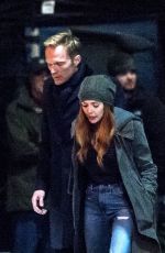 ELIZABETH OLSEN adn Paul Bettany on the Set of Avengers: Infinity War in Edinburgh 04/21/2017