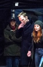 ELIZABETH OLSEN adn Paul Bettany on the Set of Avengers: Infinity War in Edinburgh 04/21/2017