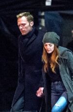 ELIZABETH OLSEN adn Paul Bettany on the Set of Avengers: Infinity War in Edinburgh 04/21/2017