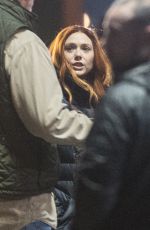 ELIZABETH OLSEN on the Set of Avengers: Infinity War in Edinburgh 04/01/2017