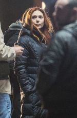 ELIZABETH OLSEN on the Set of Avengers: Infinity War in Edinburgh 04/01/2017