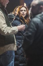 ELIZABETH OLSEN on the Set of Avengers: Infinity War in Edinburgh 04/01/2017