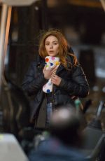 ELIZABETH OLSEN on the Set of Avengers: Infinity War in Edinburgh 04/05/2017