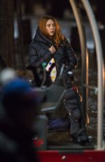 ELIZABETH OLSEN on the Set of Avengers: Infinity War in Edinburgh 04/05/2017