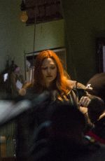 ELIZABETH OLSEN on the Set of Avengers: Infinity War in Edingurgh 04/21/2017