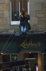 ELIZABETH OLSEN on the Set of Avengers: Infinity War in Edingurgh 04/21/2017