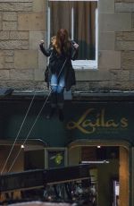 ELIZABETH OLSEN on the Set of Avengers: Infinity War in Edingurgh 04/21/2017