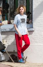 ELLE FANNING Arrives on the Set of I Think We