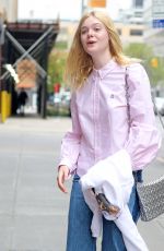 ELLE FANNING Out and About in New York 04/22/2017