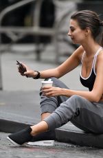 EMILY RATAJKOWSKI on the Set of a DKNY Commercial in New York 04/26/2017