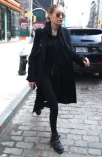 GIGI HADID All in Black Out in New York 04/03/2017