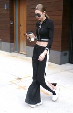 GIGI HADID in Crop Top Out in New York 04/14/2017