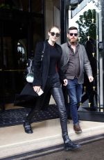 GIGI HADID Leaves Her Hotel in Paris 04/05/2017