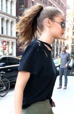GIGI HADID Out and About in New York 04/10/2017