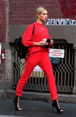 HAILEY BALDWIN All in Red Out in New York 04/28/2017