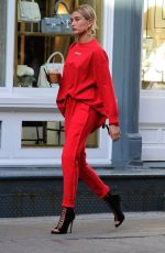 HAILEY BALDWIN All in Red Out in New York 04/28/2017