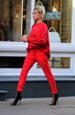 HAILEY BALDWIN All in Red Out in New York 04/28/2017