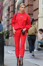 HAILEY BALDWIN All in Red Out in New York 04/28/2017
