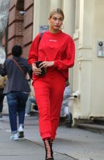HAILEY BALDWIN All in Red Out in New York 04/28/2017