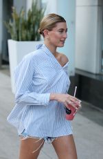 HAILEY BALDWIN in Denim Shorts Out in Los Angeles 04/12/2017