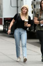 HILARY DUFF Arrives on the Set of Younger in New York 04/17/2017