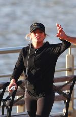 HILARY DUFF Out Jogging on Hudson River in New York 04/17/2017