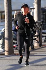 HILARY DUFF Out Jogging on Hudson River in New York 04/17/2017