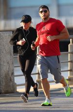 HILARY DUFF Out Jogging on Hudson River in New York 04/17/2017
