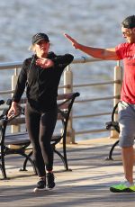 HILARY DUFF Out Jogging on Hudson River in New York 04/17/2017