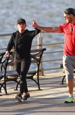 HILARY DUFF Out Jogging on Hudson River in New York 04/17/2017
