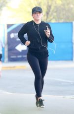 HILARY DUFF Out Jogging on Hudson River in New York 04/17/2017