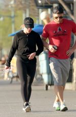 HILARY DUFF Out Jogging on Hudson River in New York 04/17/2017