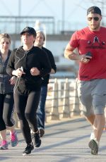 HILARY DUFF Out Jogging on Hudson River in New York 04/17/2017