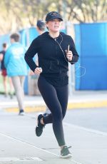HILARY DUFF Out Jogging on Hudson River in New York 04/17/2017