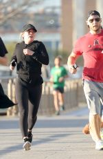 HILARY DUFF Out Jogging on Hudson River in New York 04/17/2017