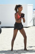 JASMINE TOOKES on the Set of VS Photoshoot in South Beach 04/25/2017