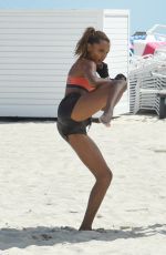 JASMINE TOOKES on the Set of VS Photoshoot in South Beach 04/25/2017