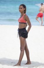 JASMINE TOOKES on the Set of VS Photoshoot in South Beach 04/25/2017