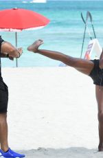 JASMINE TOOKES on the Set of VS Photoshoot in South Beach 04/25/2017