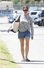 JENNIFER GARNER in Denim Shorts Out in Brentwood 04/21/2017